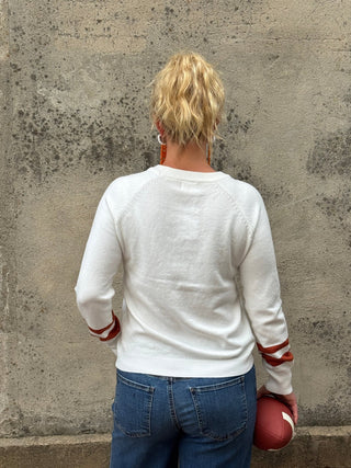 Hem & Thread Football Varsity Stripe Sweater - Annie Jack TX