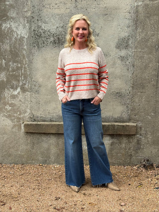 Stripe Knit Cable Sweater - Annie Jack TX