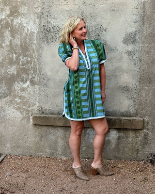 Modern Boho Stripe Puff Sleeve Dress - Annie Jack TX
