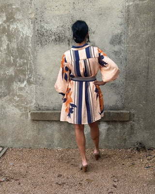 Puff Sleeve Collared Tie-Waist Dress - Annie Jack TX