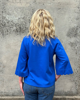 Jodifl Royal Blue Scalloped Split Neck Top - Annie Jack TX