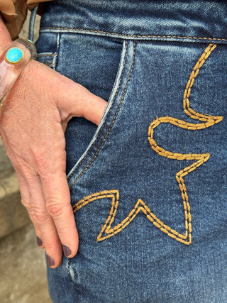 Judy Blue Mid Rise Daisy Western Embroidered Bootcut Jeans - Annie Jack TX