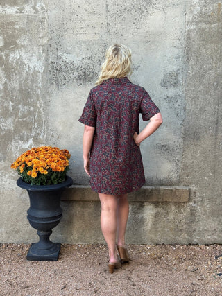 Classic Butterfly Print Button-Up Dress - Annie Jack TX