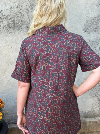 Classic Butterfly Print Button-Up Dress - Annie Jack TX