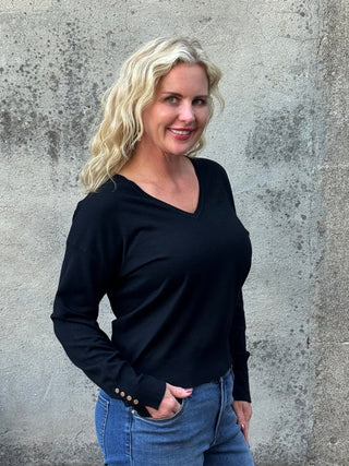 V Neck Solid Sweater - Annie Jack TX