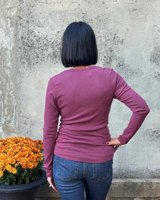Long Sleeve V Neck Fitted Top - Annie Jack TX