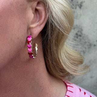 Valentine's Enamel Hearts Hoop Earrings - Annie Jack TX
