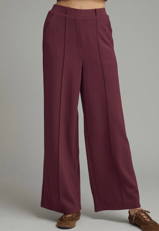 Wine Pintuck Wide Leg Pant - Annie Jack TX