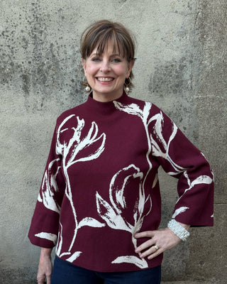Vine Pattern Bell Sleeve Knit Sweater - Annie Jack TX