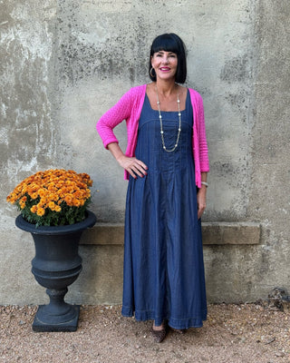 Chambray Pintuck Square Neck Maxi Dress - Annie Jack TX