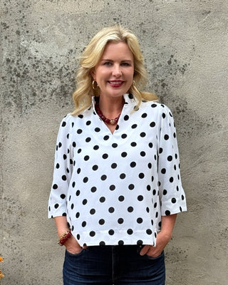 Polka Dot Ruffle Collar Blouse - Annie Jack TX