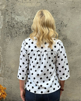 Polka Dot Ruffle Collar Blouse - Annie Jack TX