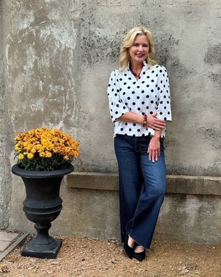 Polka Dot Ruffle Collar Blouse - Annie Jack TX