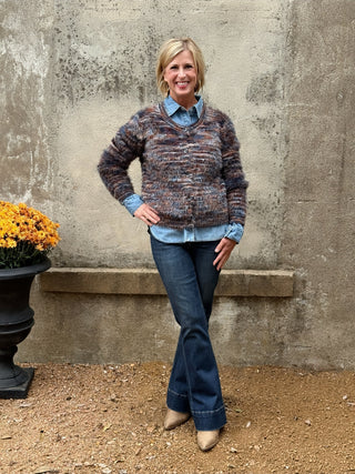 Space-Dyed Fuzzy Cardigan — Cozy Texture Meets Classic Style
