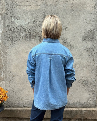 Light Wash Denim Button-Up Shirt - Annie Jack TX