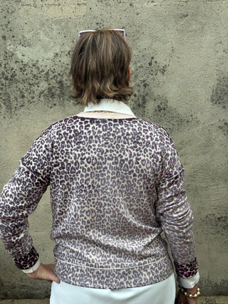 Cheetah Print Crew Neck Sweater - Annie Jack TX