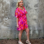 Floral V Neck Dress - Annie Jack TX