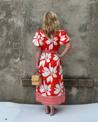 Sunny Day Floral Puff Sleeve Midi Dress - Annie Jack TX