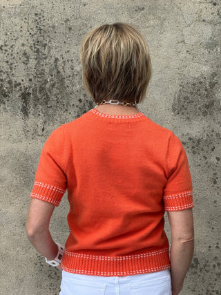 Short Sleeve Sweater with Stitch Detail - Annie Jack TX