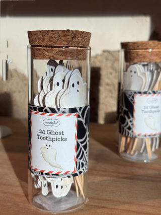 Ghost Toothpicks in Glass Jar, Set of 24 - Annie Jack TX
