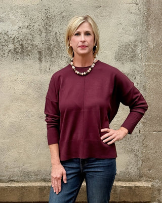 Front Seam Crew Neck Sweater - Annie Jack TX
