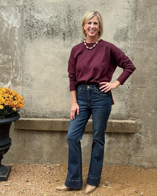 Front Seam Crew Neck Sweater - Annie Jack TX