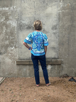 Alcia Pattern Short Sleeve Top - Annie Jack TX