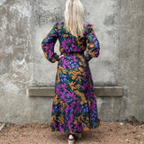 Bold Floral Print Tie Neck Maxi Dress - Annie Jack TX