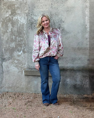 Quilted Floral Bomber Jacket - Annie Jack TX