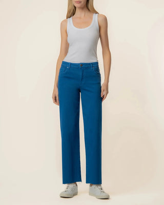Charlotte High Rise Wide Leg Raw Hem in Blue - Annie Jack TX