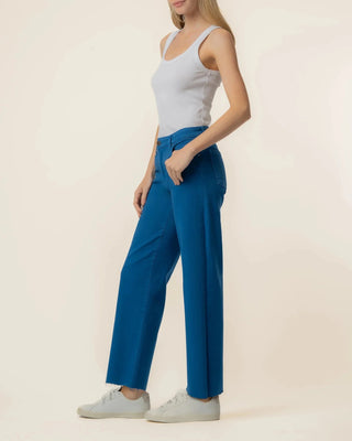 Charlotte High Rise Wide Leg Raw Hem in Blue - Annie Jack TX