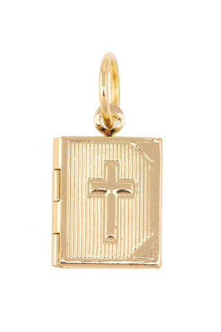 Holy Bible Locket Charm in Shiny Gold - Annie Jack TX
