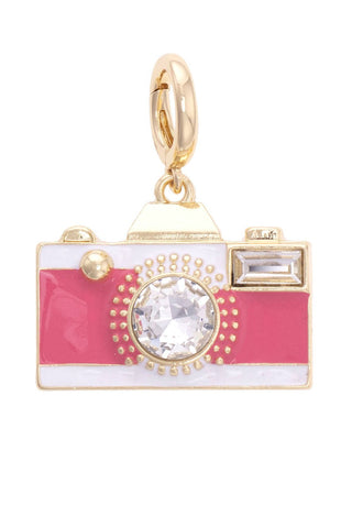CANVAS STYLE   Rhinestone Camera Pendant Charm in Pink - Annie Jack TX