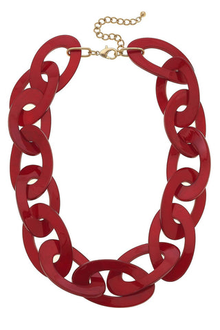 Maroon  Resin Linked Chain Necklace - Annie Jack TX