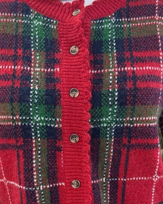 Plaid Button Down Short Sleeve Sweater - Annie Jack TX