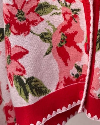 Blooming Floral V Neck Sweater - Annie Jack TX