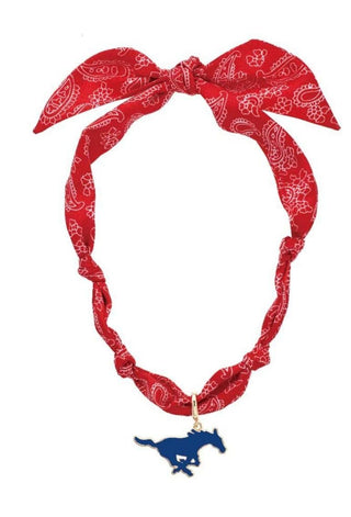 SMU Mustangs Logo Bandana Scarf Necklace - Annie Jack TX