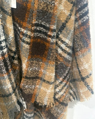 Molly B Plaid Poncho | Classic Women's Fringe Poncho Sweater - Annie Jack TX