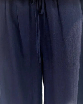 Navy Linen Side Slit Pant - Annie Jack TX