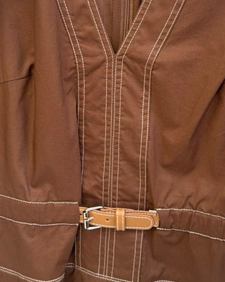 V Neck Belted Blouse With Contrast Stitching - Annie Jack TX