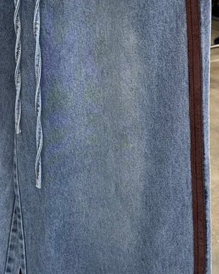 Suede Stripe Drawstring Denim Jean - Annie Jack TX