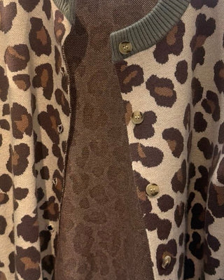 Leopard Striped Sleeve Cardigan - Annie Jack TX