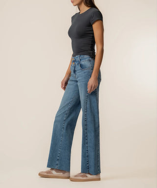 Charlotte high Rise Wide Leg Inset Jean - Annie Jack TX