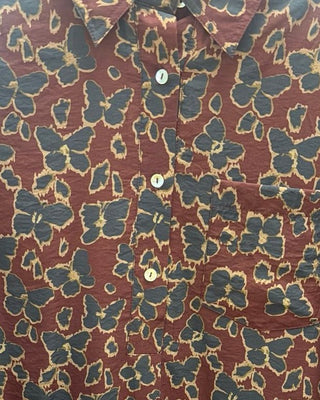 Classic Butterfly Print Button-Up Dress - Annie Jack TX