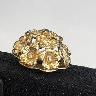 Black Shimmer Box Clutch with Gold Floral Clasp - Annie Jack TX