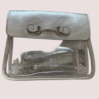 The Classic Game Day Clear Bag - Silver Crossbody - Annie Jack TX