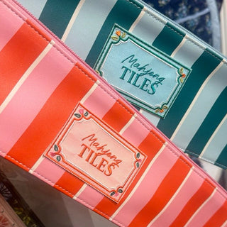 08 HOME YR-MTKP-SSPNK THE DARLING EFFECT Mahjong Tile Keeper Pouch-Sicily Stripes - Annie Jack TX