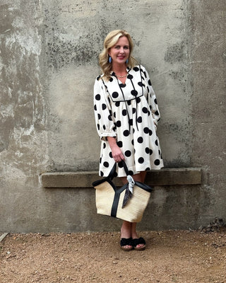 Classic Cream & Black Polka Dot Tie - Front Dress - Annie Jack TX