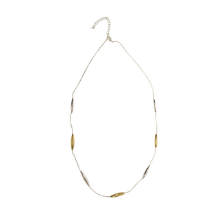 Necklace with gold beads on a white background