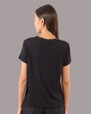 Tee with Sparkle Collar - Annie Jack TX